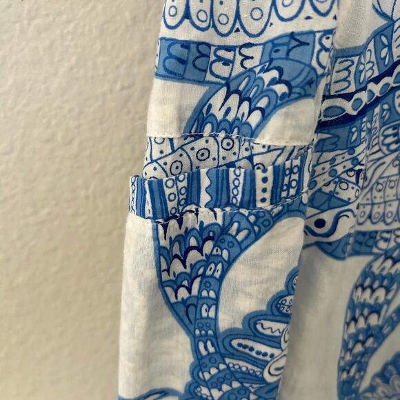 Peck and Peck Women's Blue and White Blouse Size Small Vacation Summer Beach - Picture 4 of 7